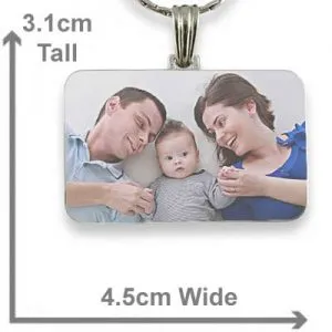 Rhodium Plate Family Rectangle Colour Photo Pendant Dimensions