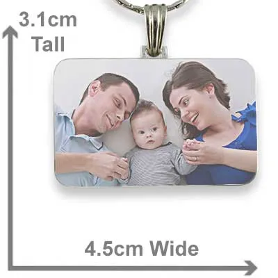 Rhodium Plate Family Rectangle Colour Photo Pendant Dimensions