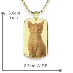 Dimensions Gold Plate Small DogTag Colour Photo Pendant