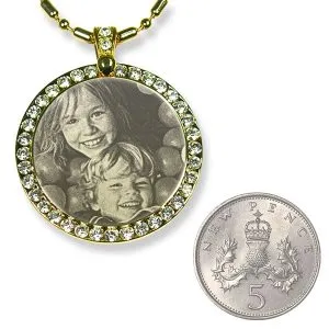 Memorial Photo Jewellery - Engraved Small Gold Plate Keepsake - Image 2