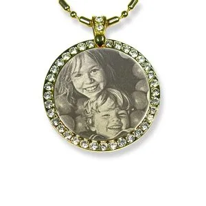 Memorial Photo Jewellery - Engraved Small Gold Plate Keepsake