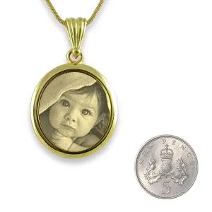 New Baby Photo Keepsake - Gold Plate Small Mounted Portrait Oval - Image 3