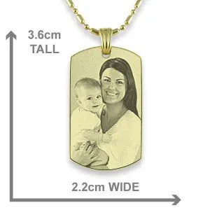 Gold plated Small Portrait Photo Pendant with measurements
