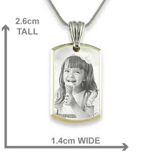 Dimensions Small Stainless Steel Bevelled ID-Tag Photo Pendant
