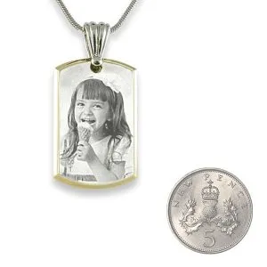 5p Scale Small Stainless Steel Bevelled ID-Tag Photo Pendant 