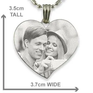 Dimensions of Stainless Steel Large Curved Heart Photo Pendant