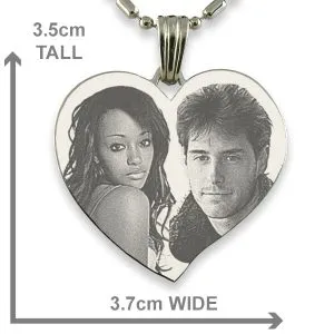 Dimensions of Stainless Steel Large Heart Photo Pendant