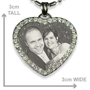 Dimensions of Stainless Steel Diamante Heart Photo Pendant