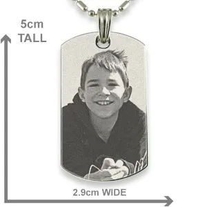 Dimensions of Stainless Steel Large ID-Tag Photo Pendant