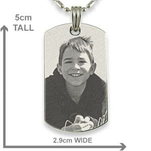 Dimensions of Stainless Steel Large ID-Tag Photo Pendant