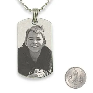 5p Scale Stainless Steel Large ID-Tag Photo Pendant
