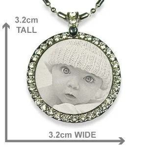 Dimensions of Stainless Steel Diamante Photo Pendant