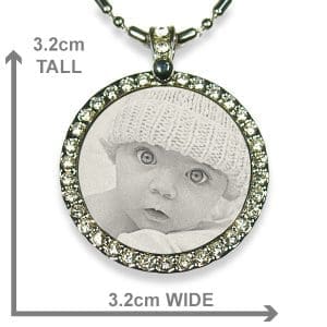 Dimensions of Stainless Steel Diamante Photo Pendant