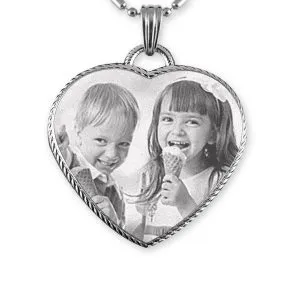 Engraved Photo Heart - Large Personalised Jewellery Keepsake