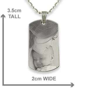 Dimensions Stainless Steel Small ID-Tag Photo Pendant