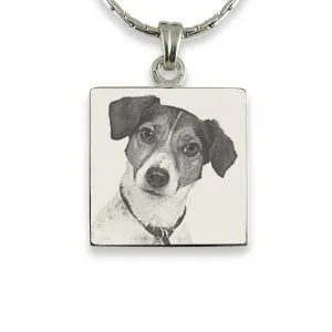 Face of Stainless steel Square Photo Pendant 